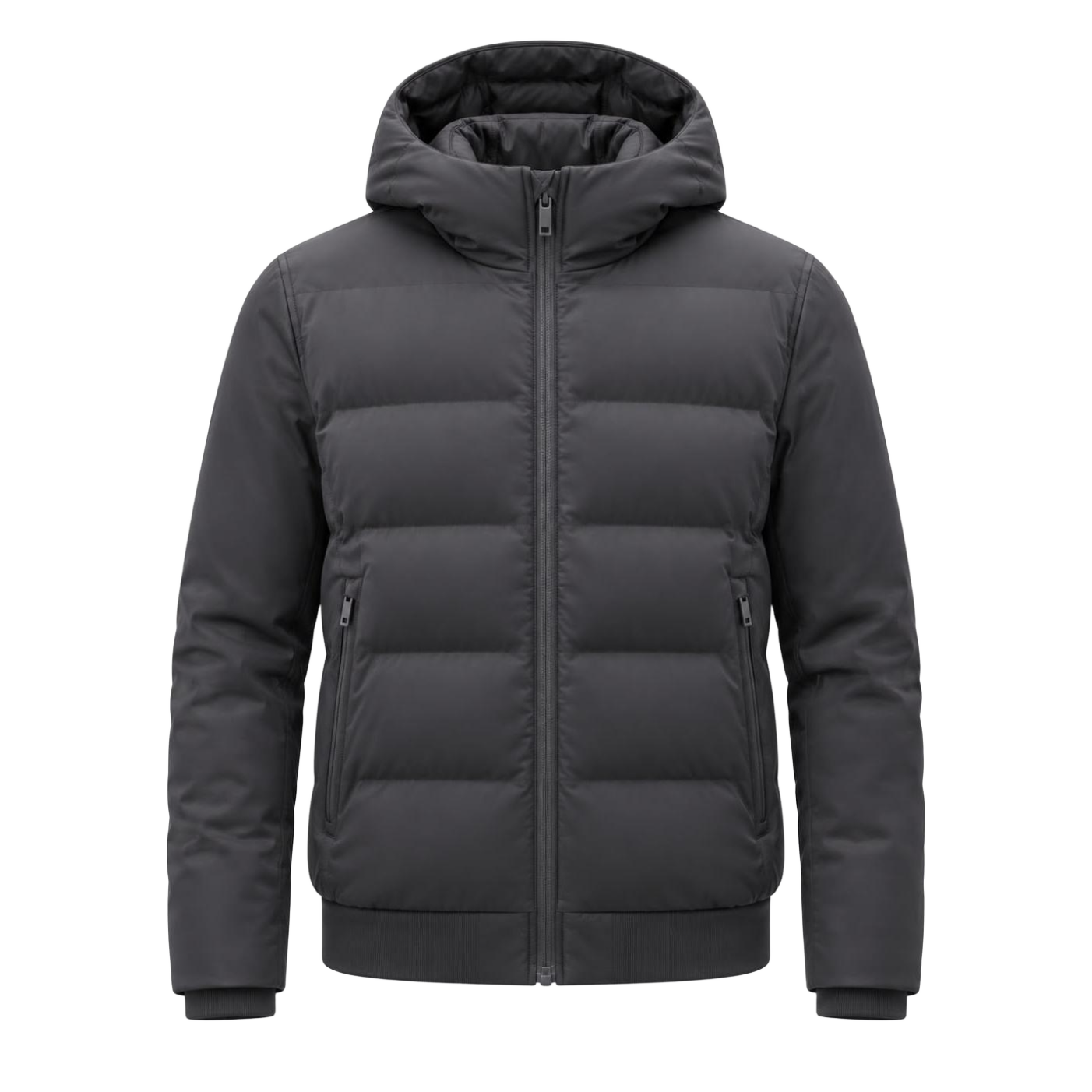 Charcoal Hooded Hybrid Puffer