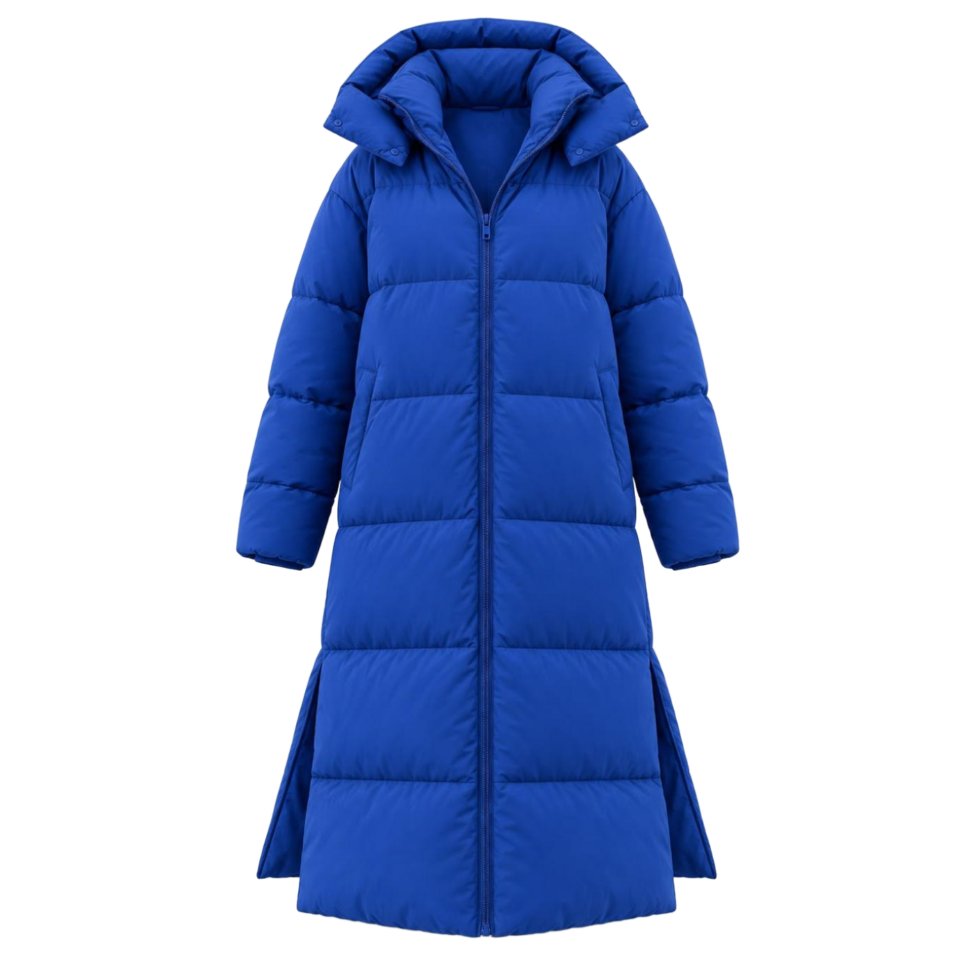Cobalt Blue Long Sculpted Puffer
