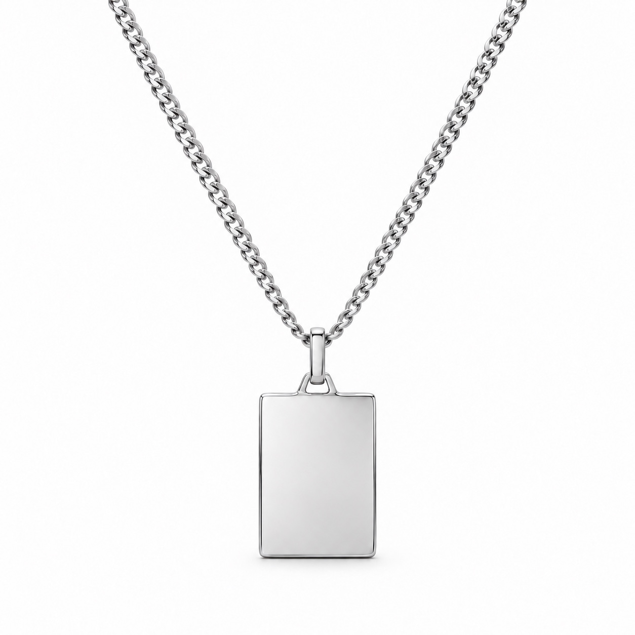 Curb chain tag necklace