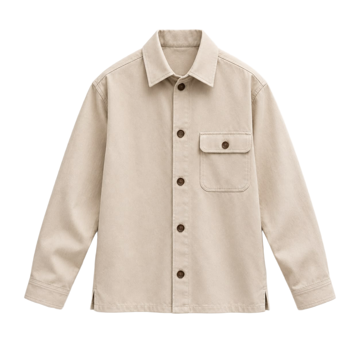 Ecru Single-Pocket Overshirt