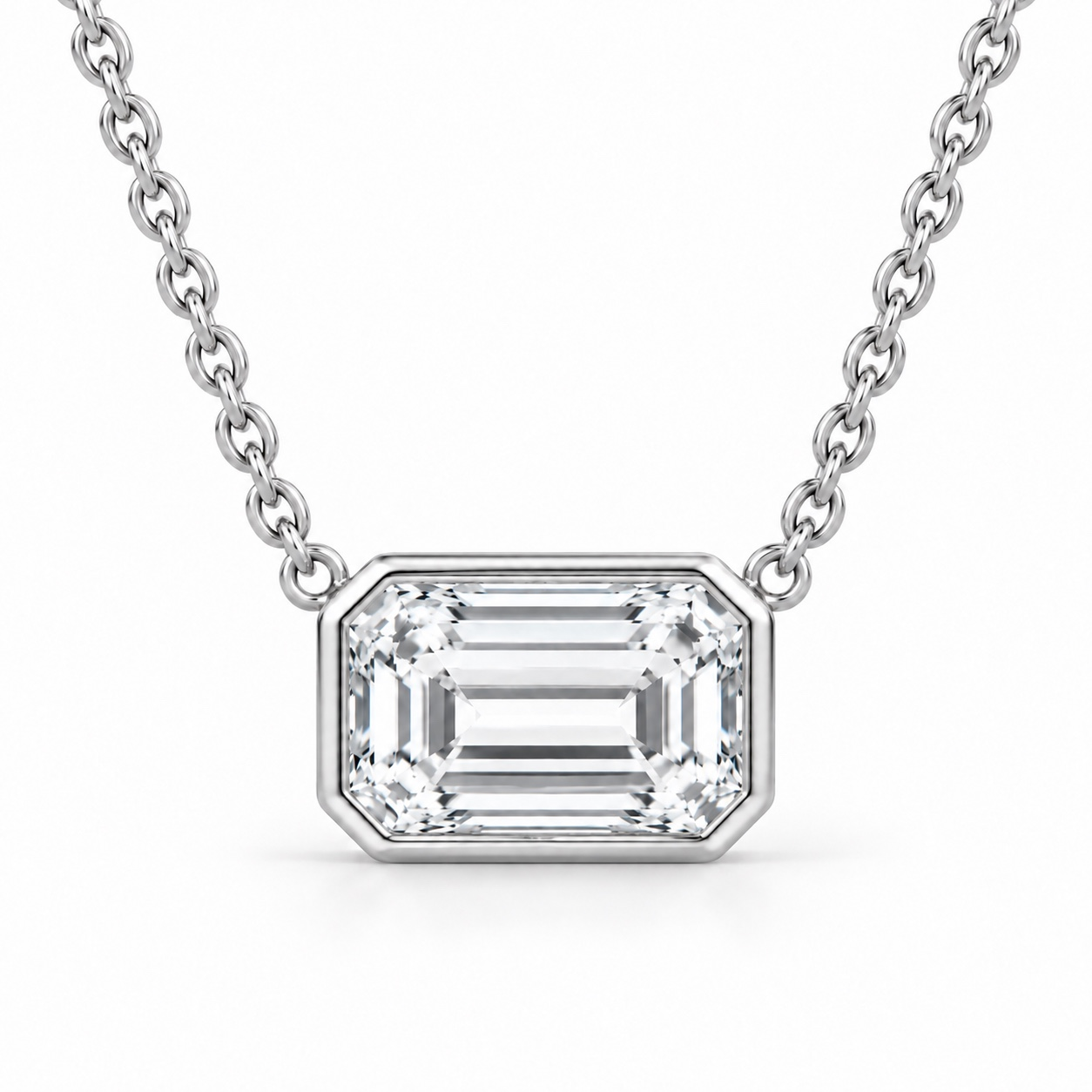 Emerald cut lab diamond necklace