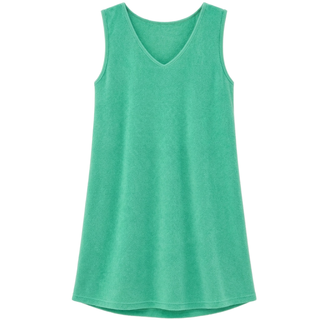 Emerald Green Toweling Sleeveless Dress