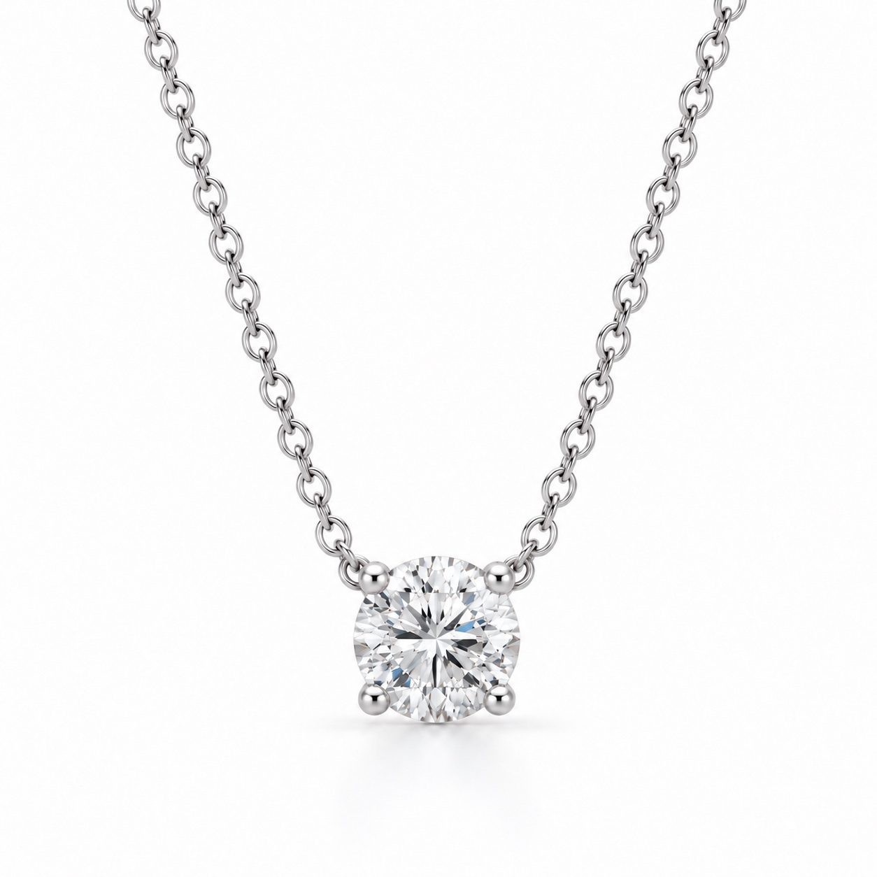 Four prong lab diamond necklace