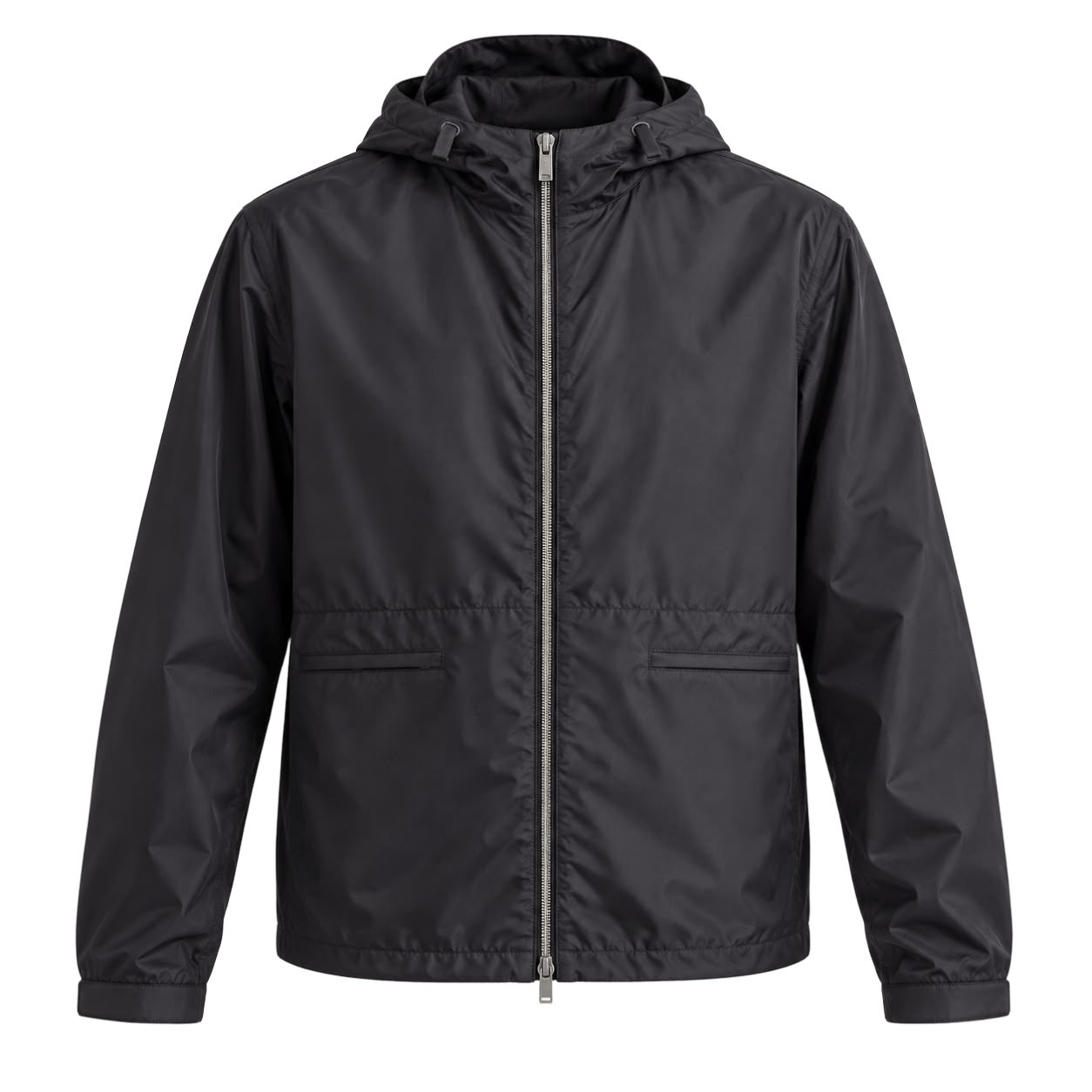 Graphite Satin Hooded Jacket
