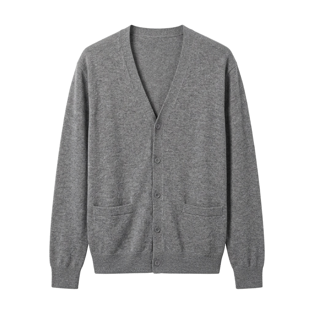 Grey V-Neck Cardigan