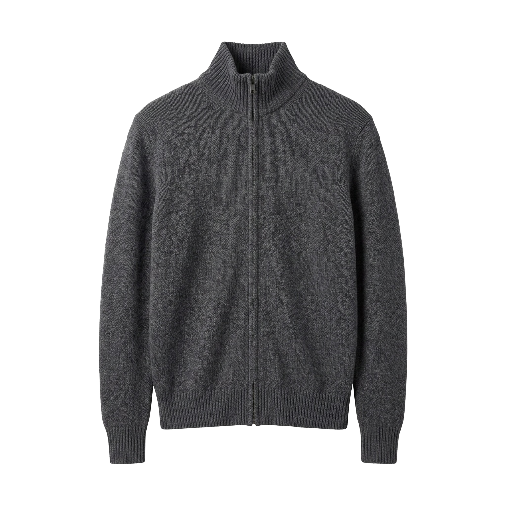 Grey Zip-Up Cardigan
