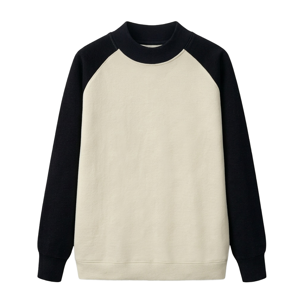 Raglan Sleeve Crewneck Sweatshirt (cream with black sleeves)