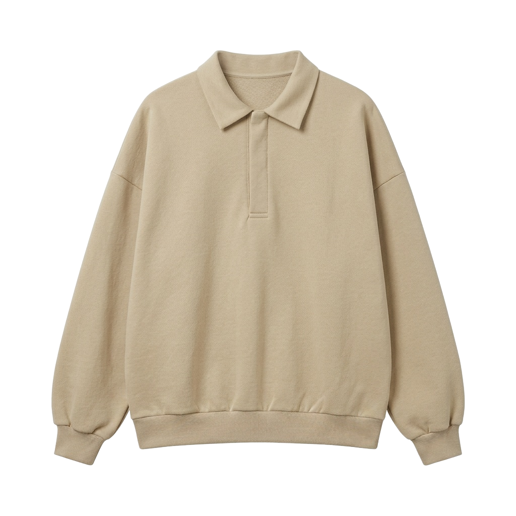 Polo collar 3 Button Placket Sweatshirt