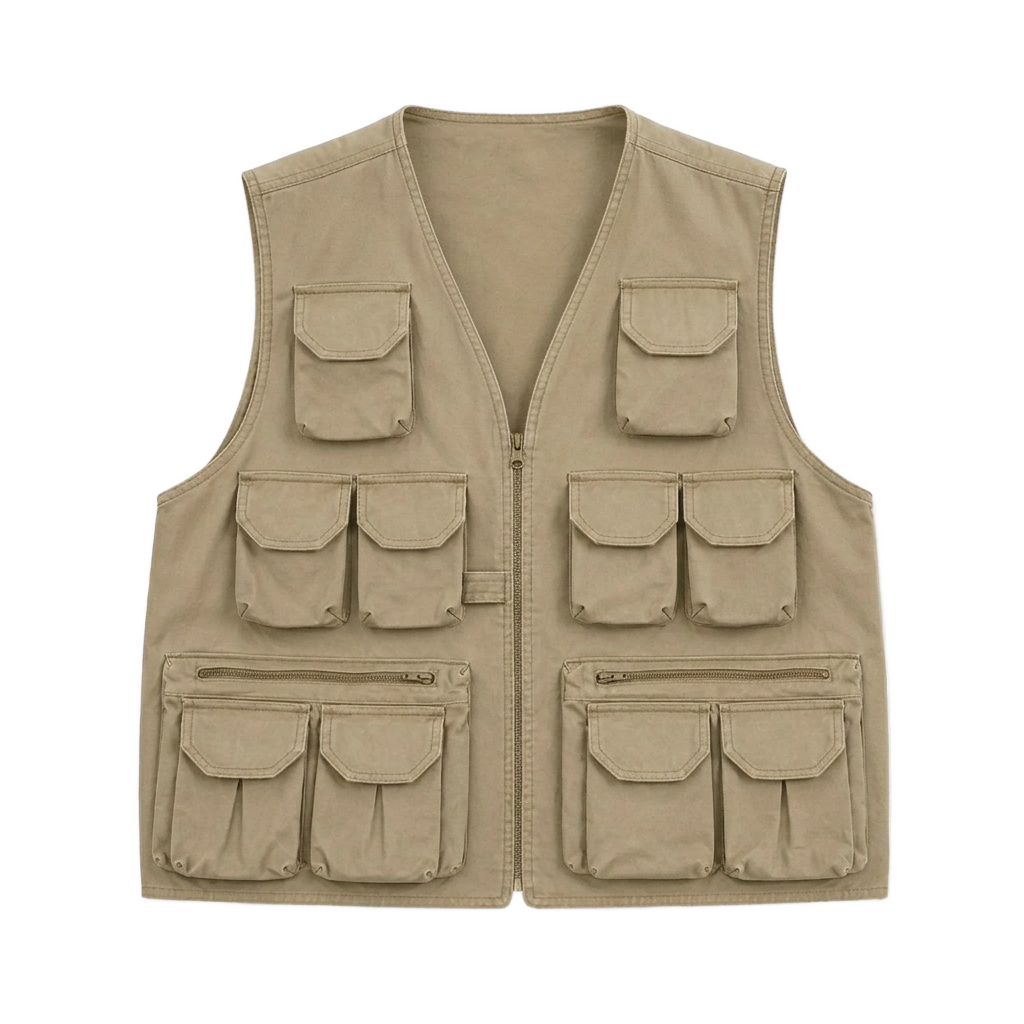 Khaki/tan multi-pocket vest