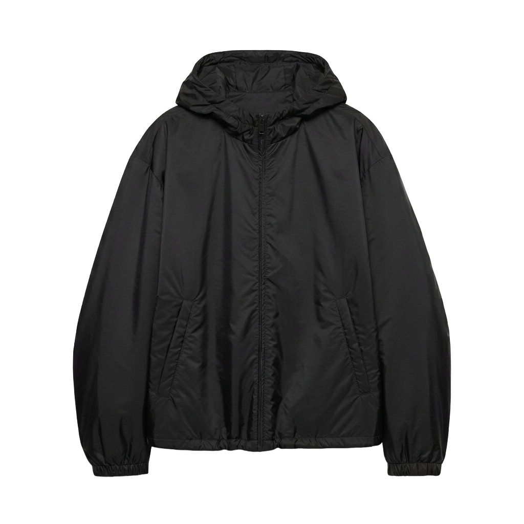 Black Hooded Windproof Shell Jacket