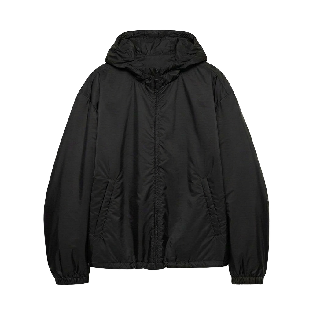 Black Hooded Windproof Shell Jacket
