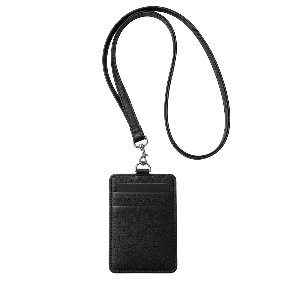Leather Card Holder with Neck Strap