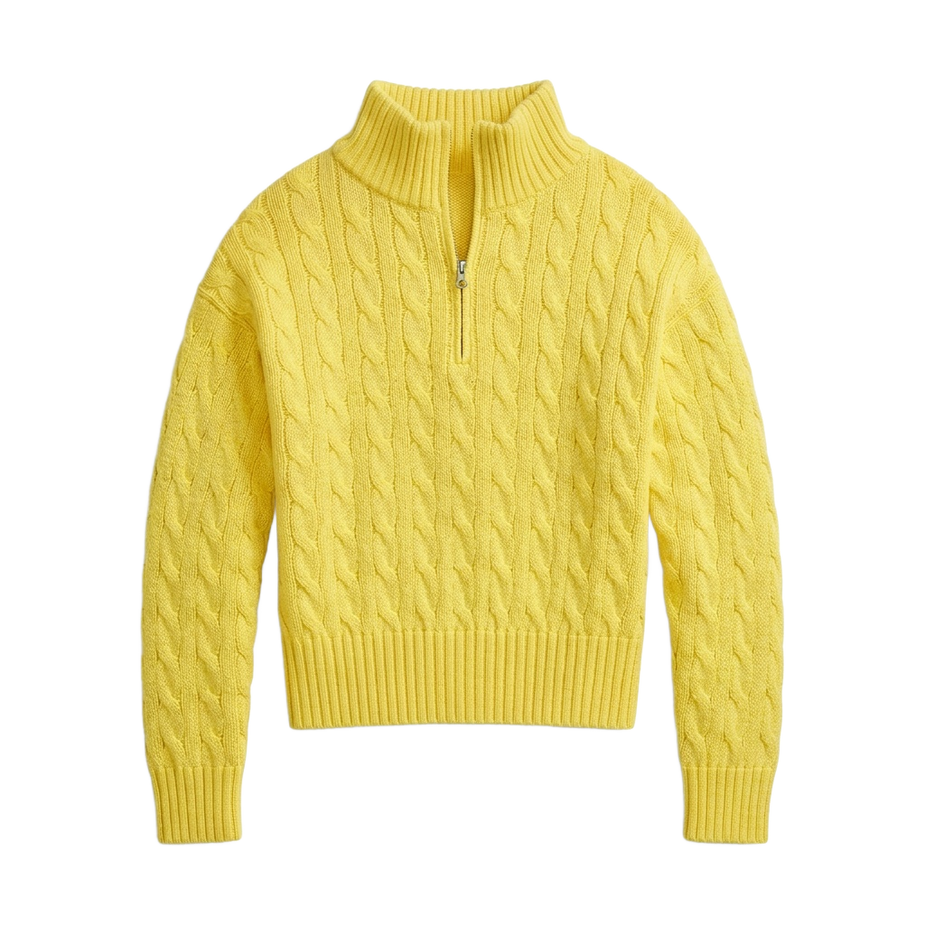 Lemon Yellow Cable Knit Sweater