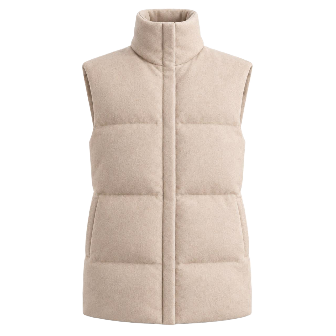 Light Beige Padded Wool Vest