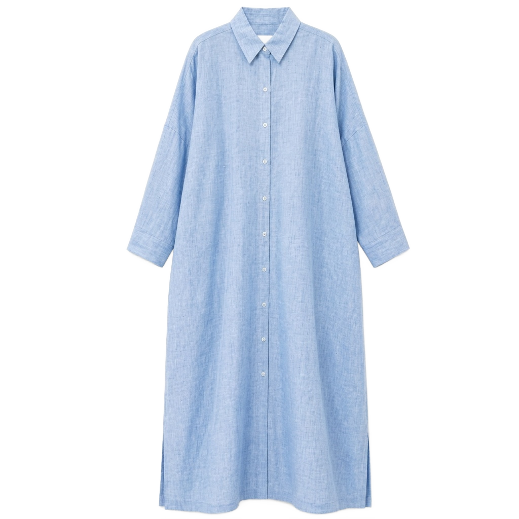 Light Blue Linen Kaftan Dress