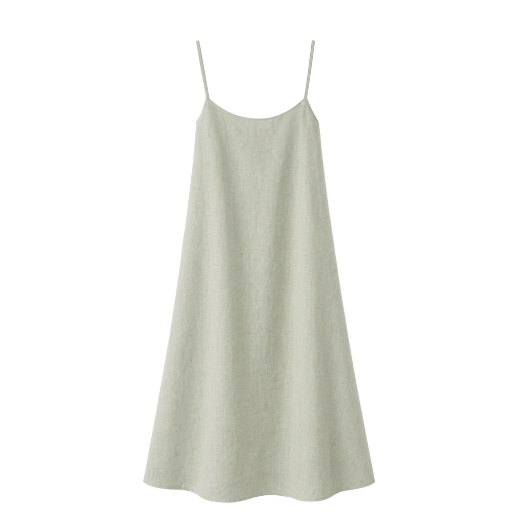 Light Green Linen Slip Dress