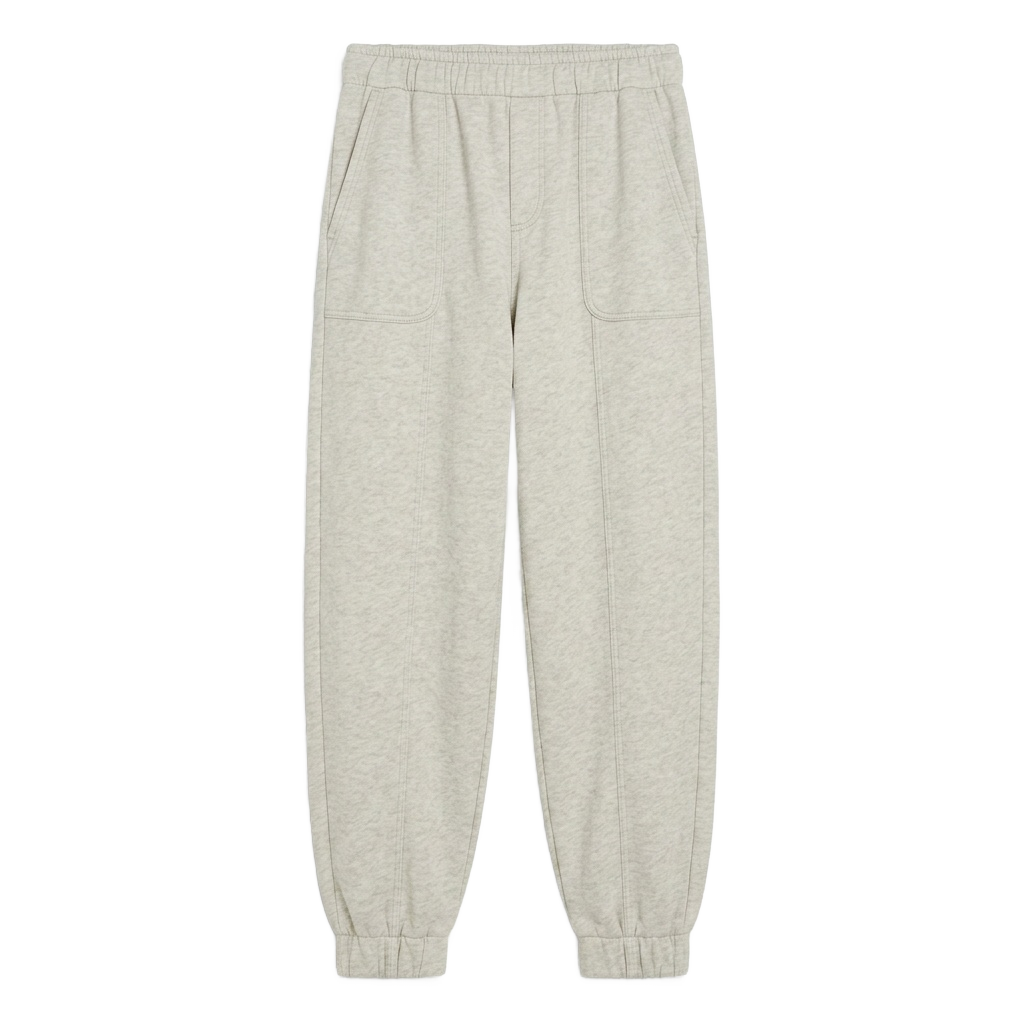 Light Grey Melange Cotton Fleece Cuffed