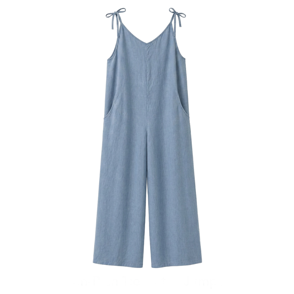 Linen-Rich Tie Detail Jumpsuit
