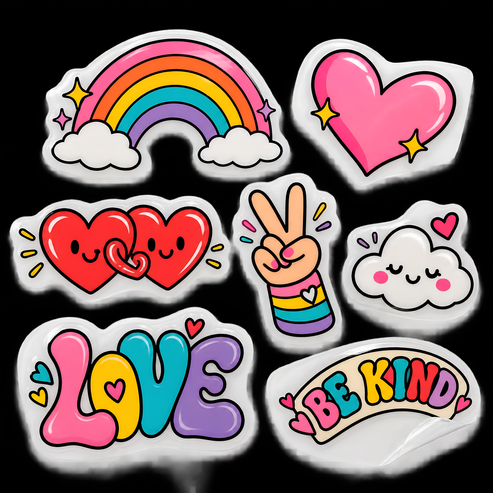 Love & Be Kind Cartoon Stickers