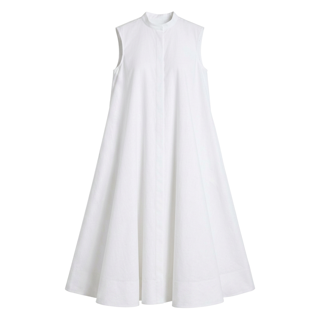 Mandarin Collar Trapeze Dress