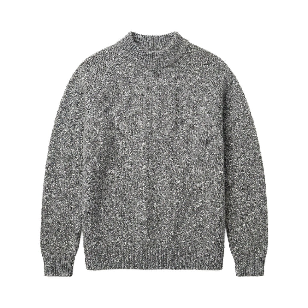 Marled Grey Mock Neck Sweater