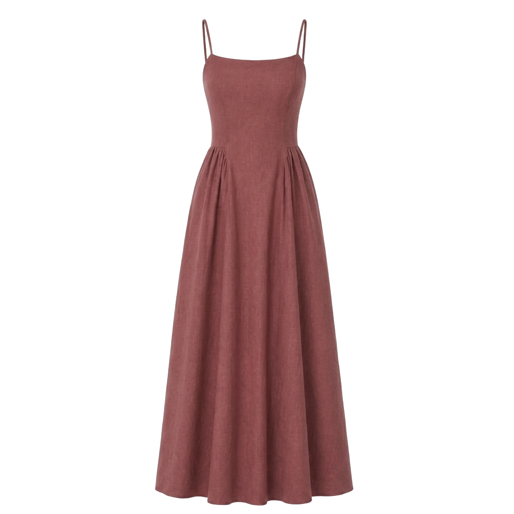Maroon Linen Slip Dress