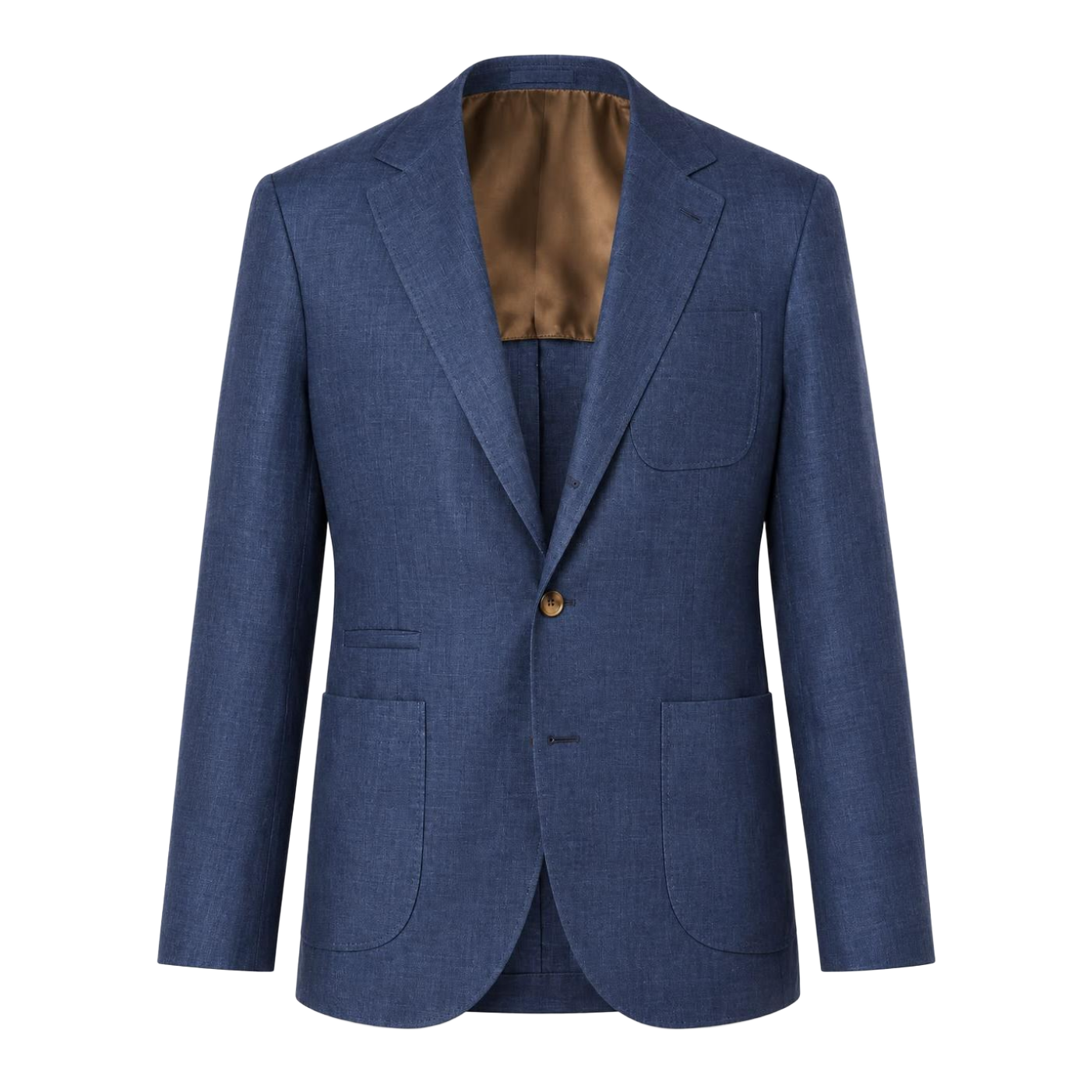 Mid Blue Textured Patch-Pocket Blazer