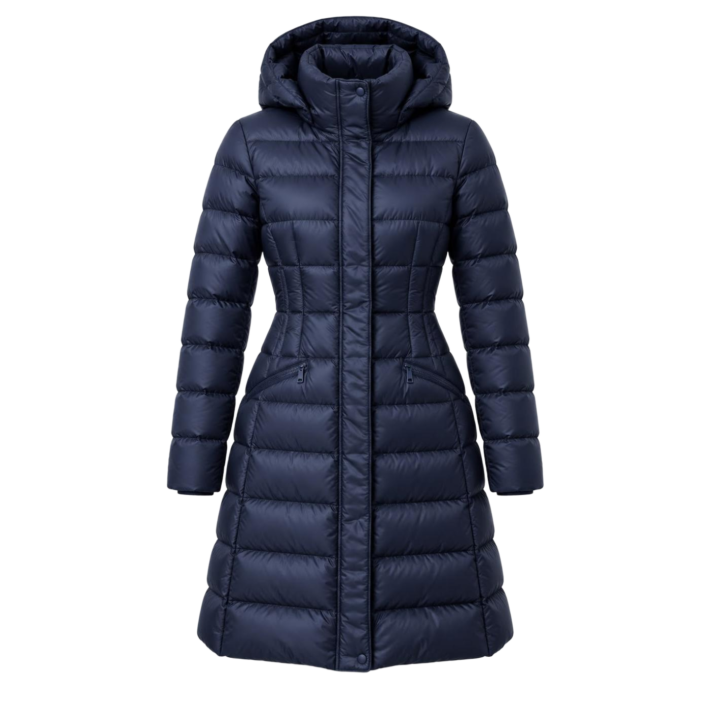 Midnight Navy Fitted Quilted Coat