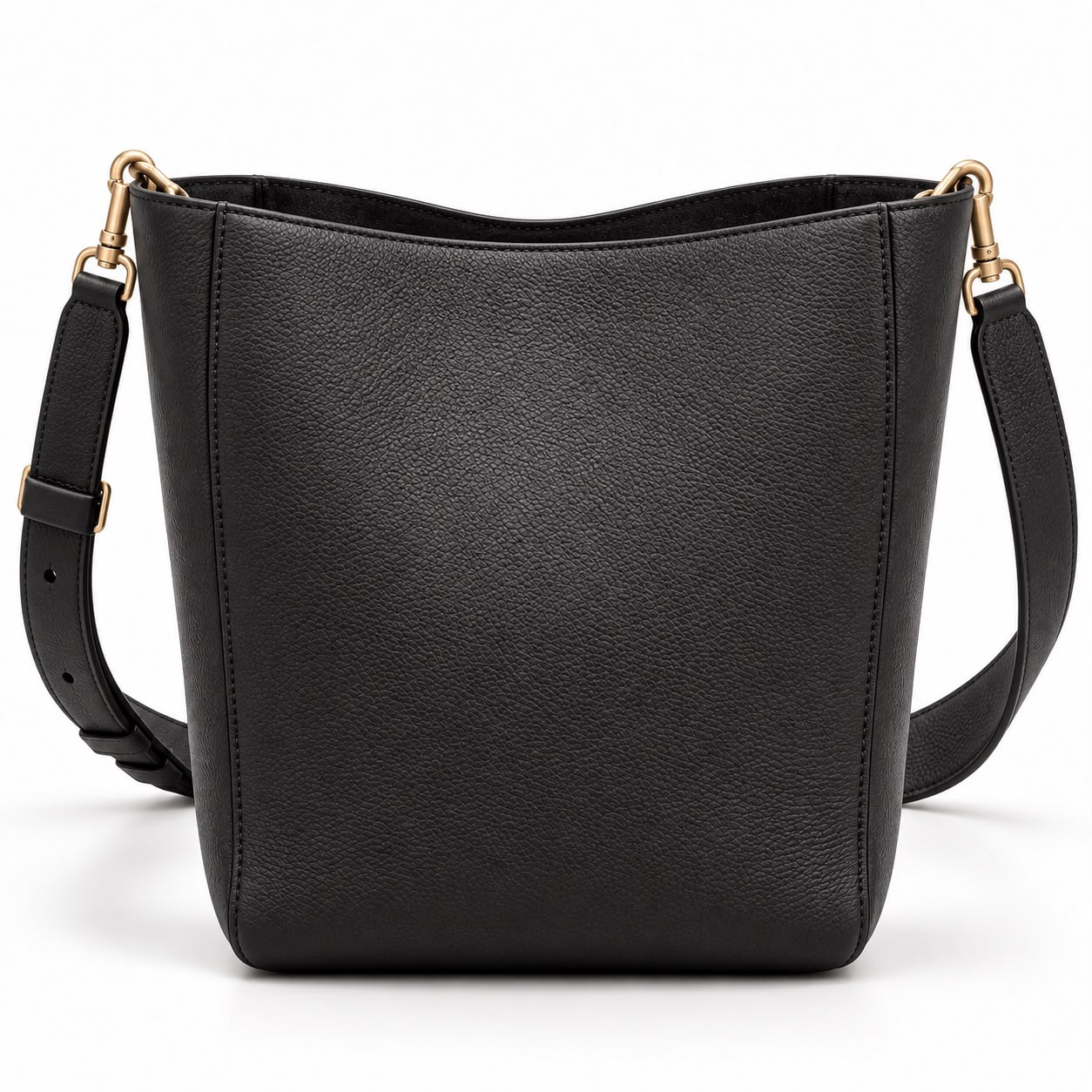 Minimal Bucket Shoulder Bag — Black