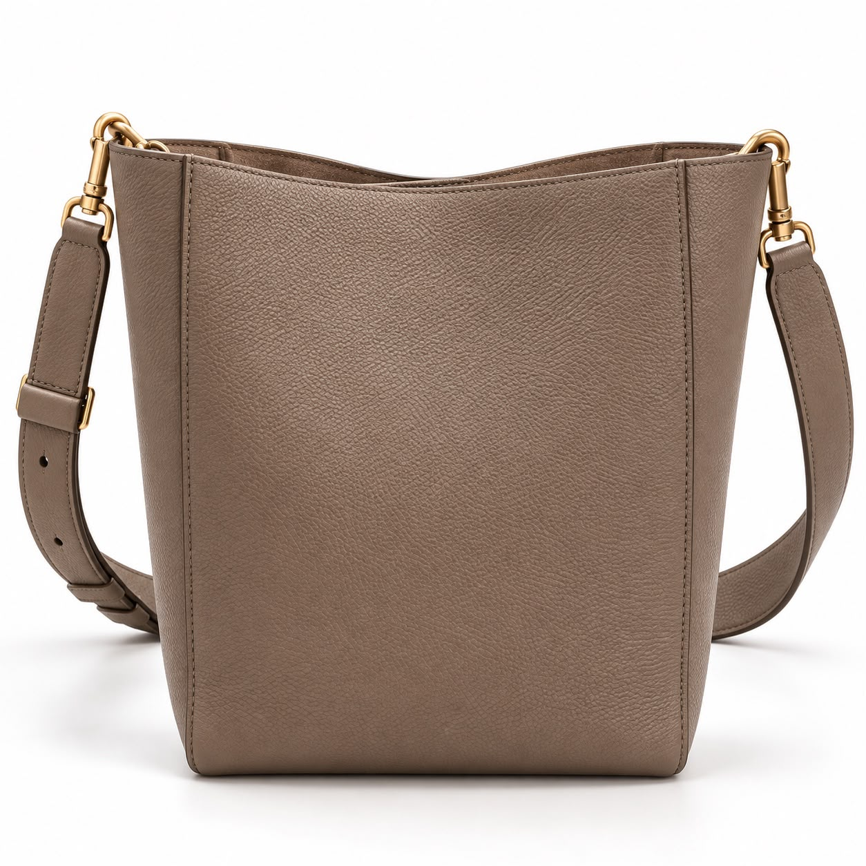 Minimal Bucket Shoulder Bag — Taupe