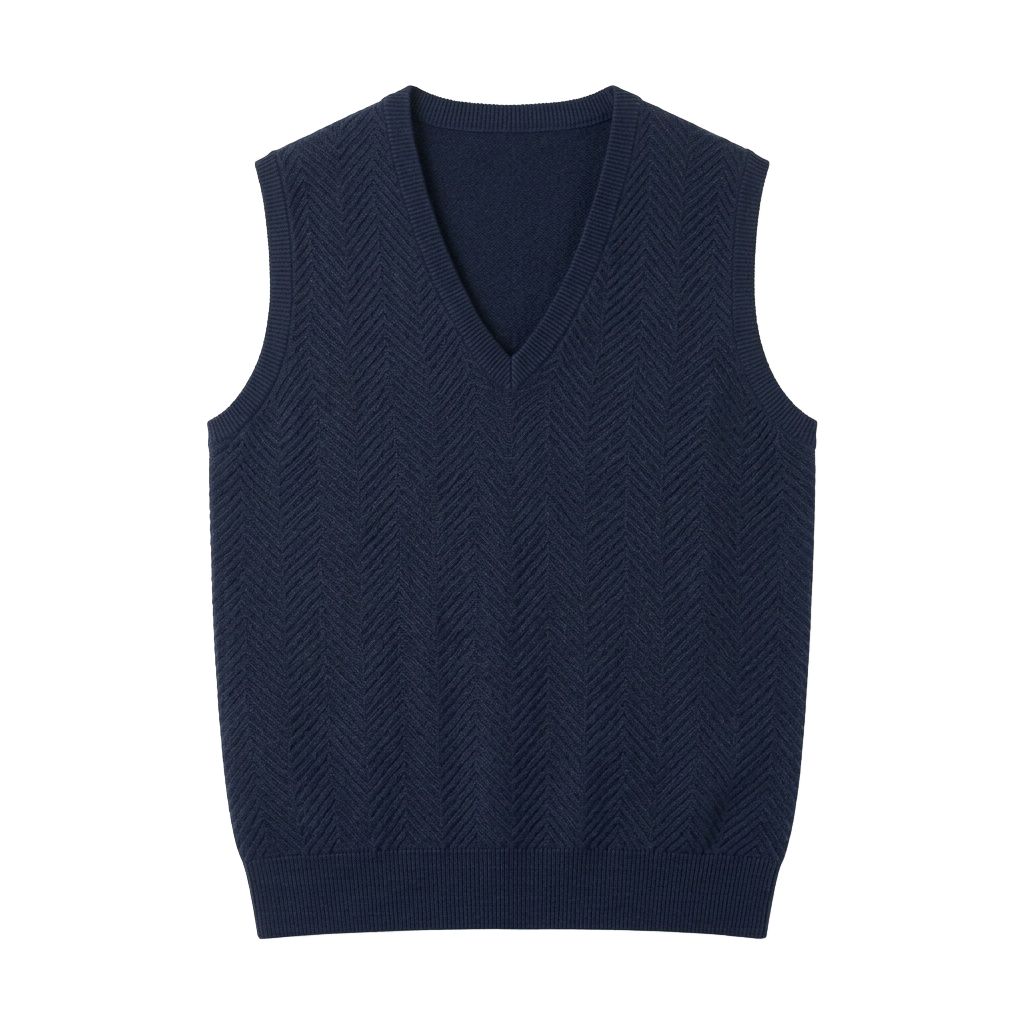 Navy Blue Chevron Knit Vest