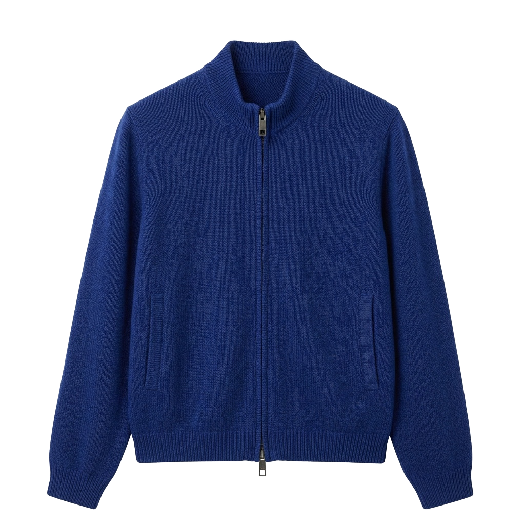 Navy Blue Zip-Up Knitwear