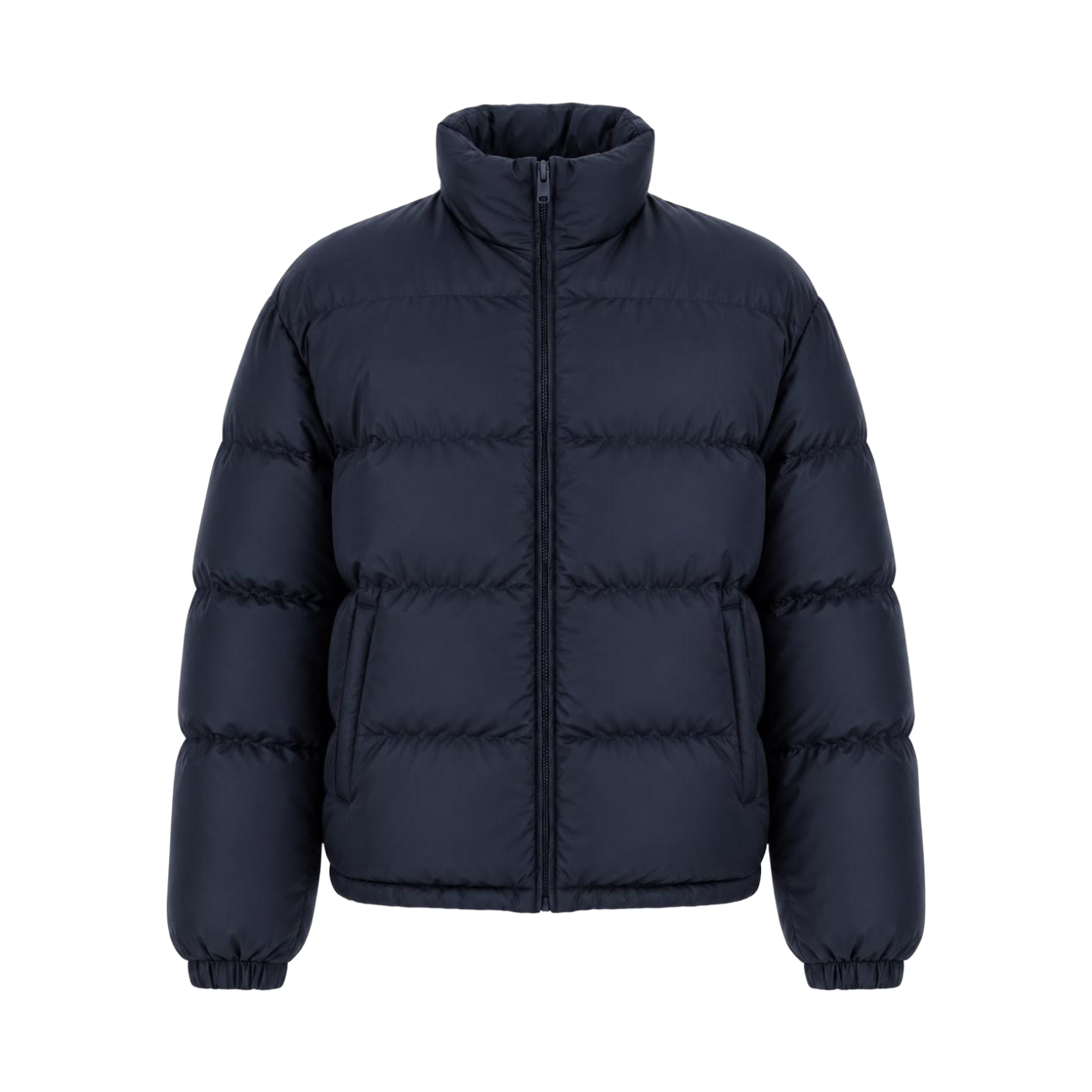 Navy Boxy Stand-Collar Puffer