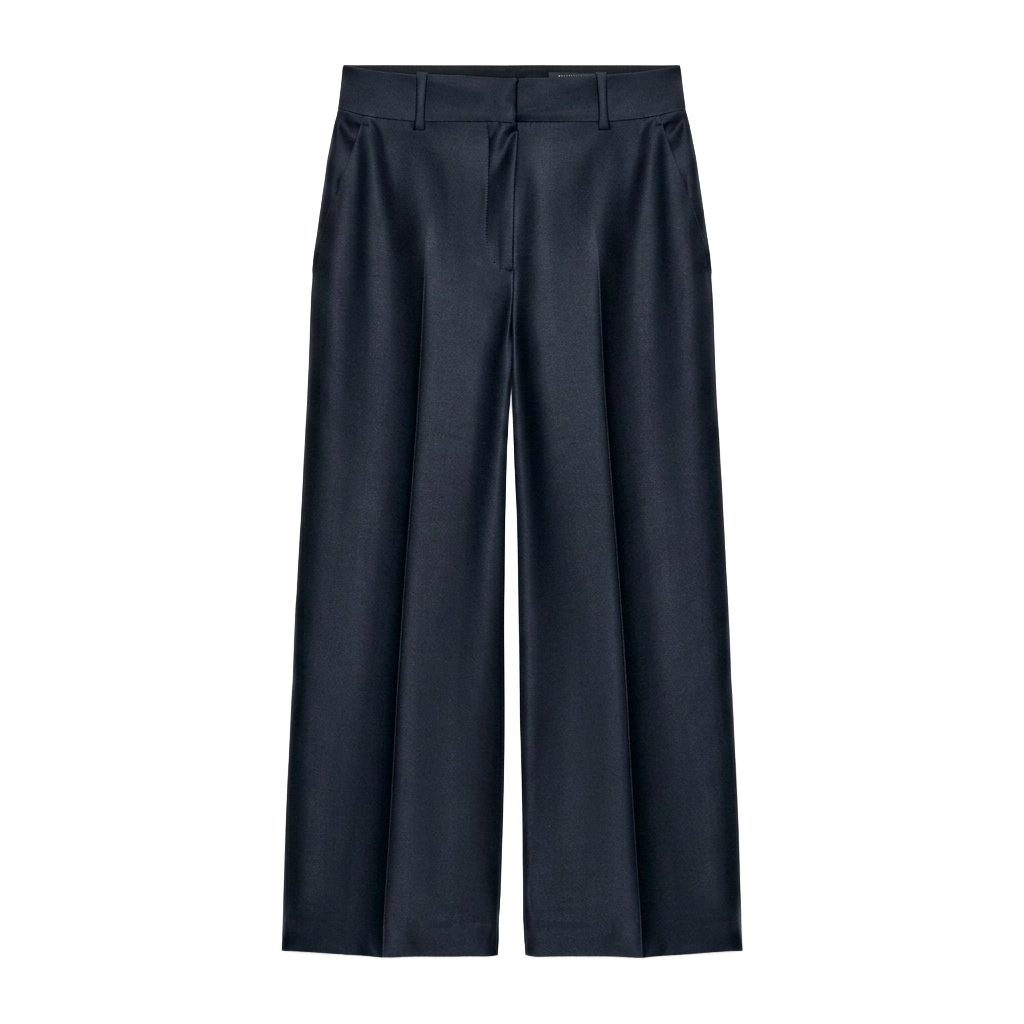 Navy Wide Leg Trousers