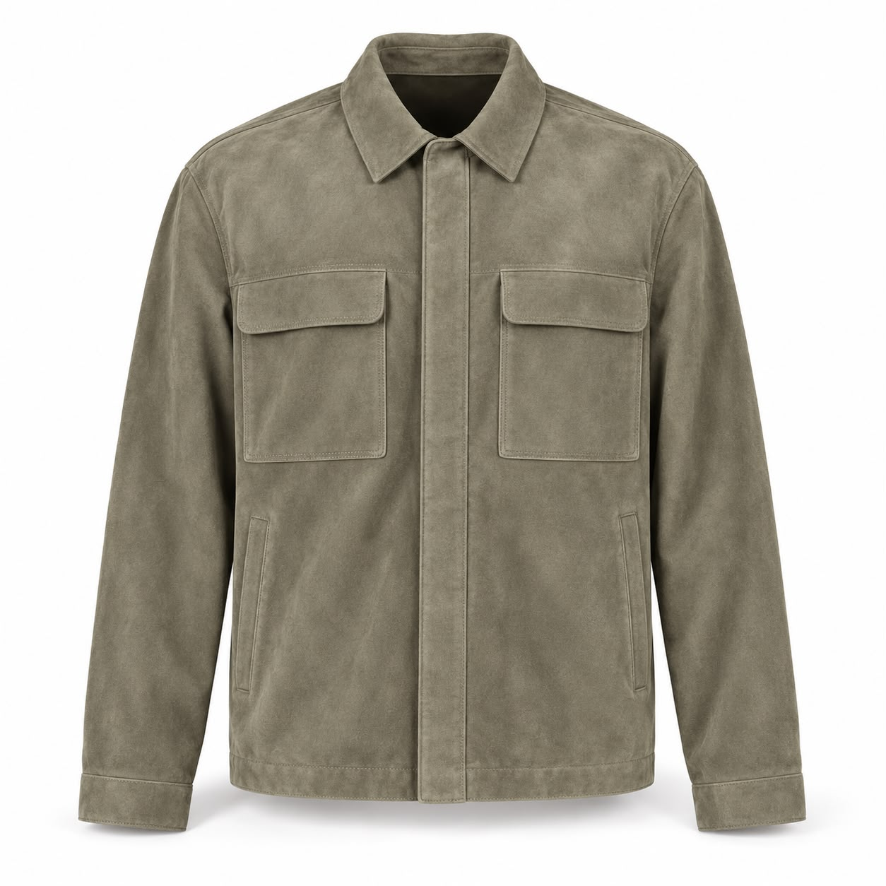 Olive Suede Field Overshirt