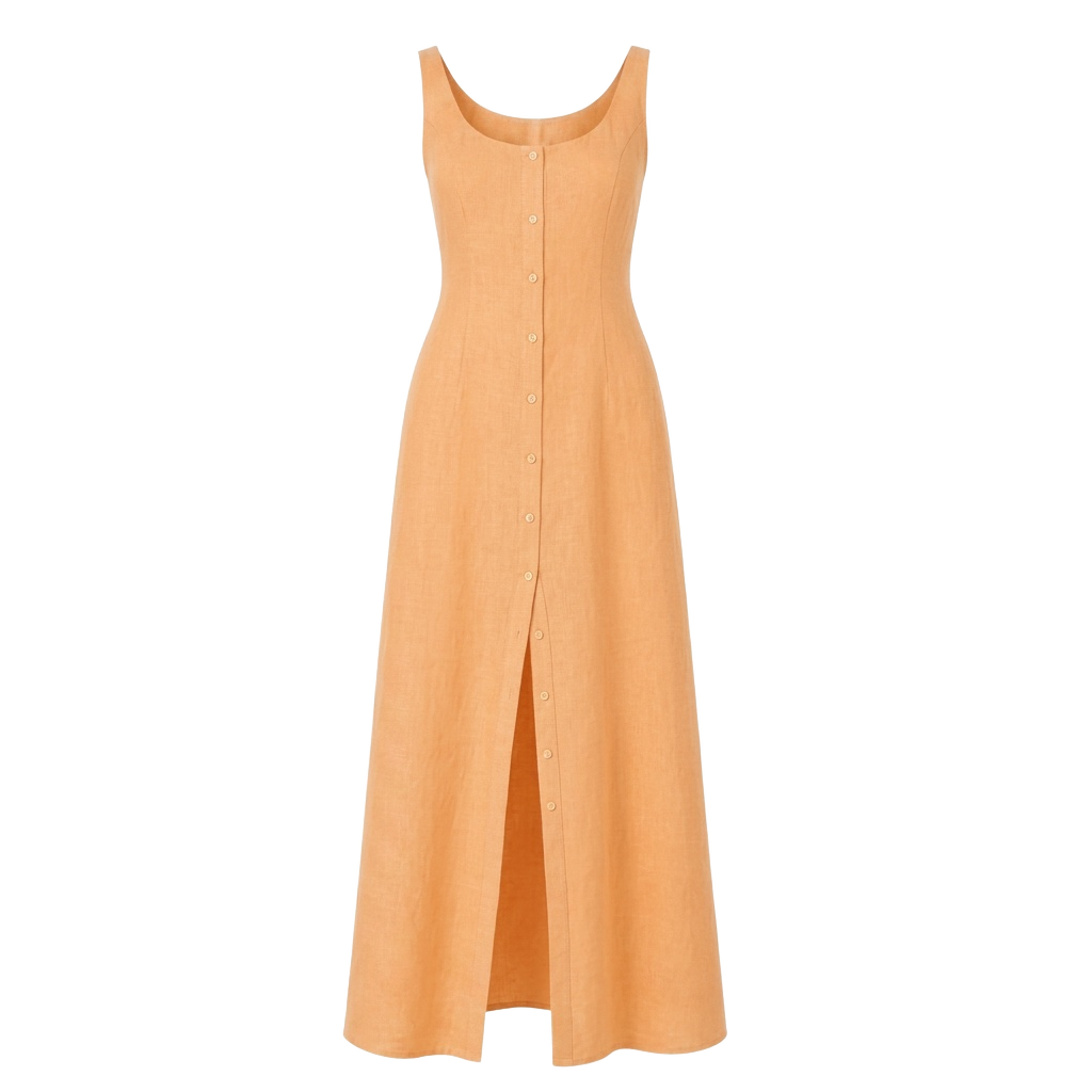 Orange Linen Slip Dress