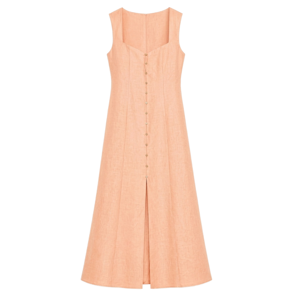 Peach Linen Slip Dress