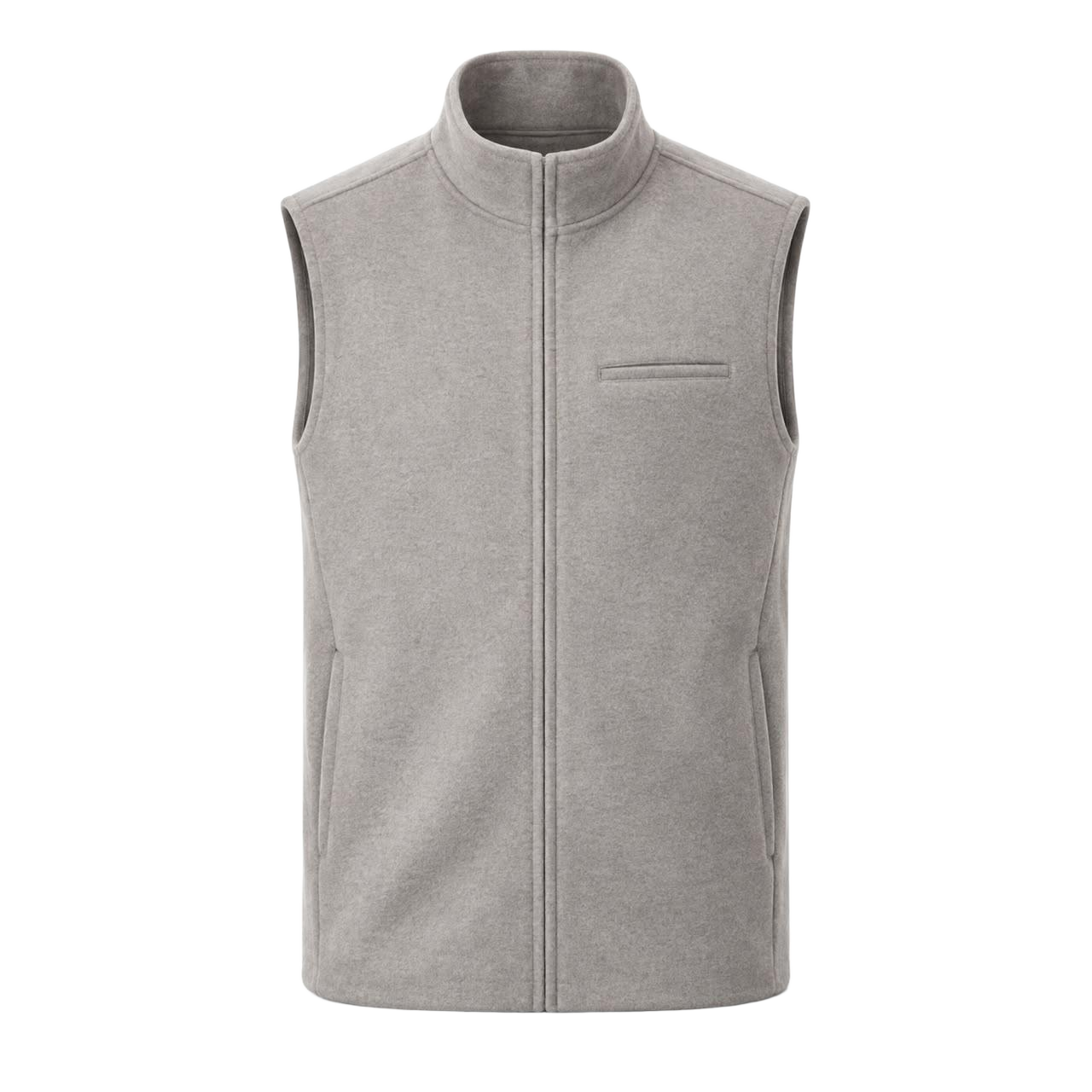 Pebble Grey Stand-Collar Vest