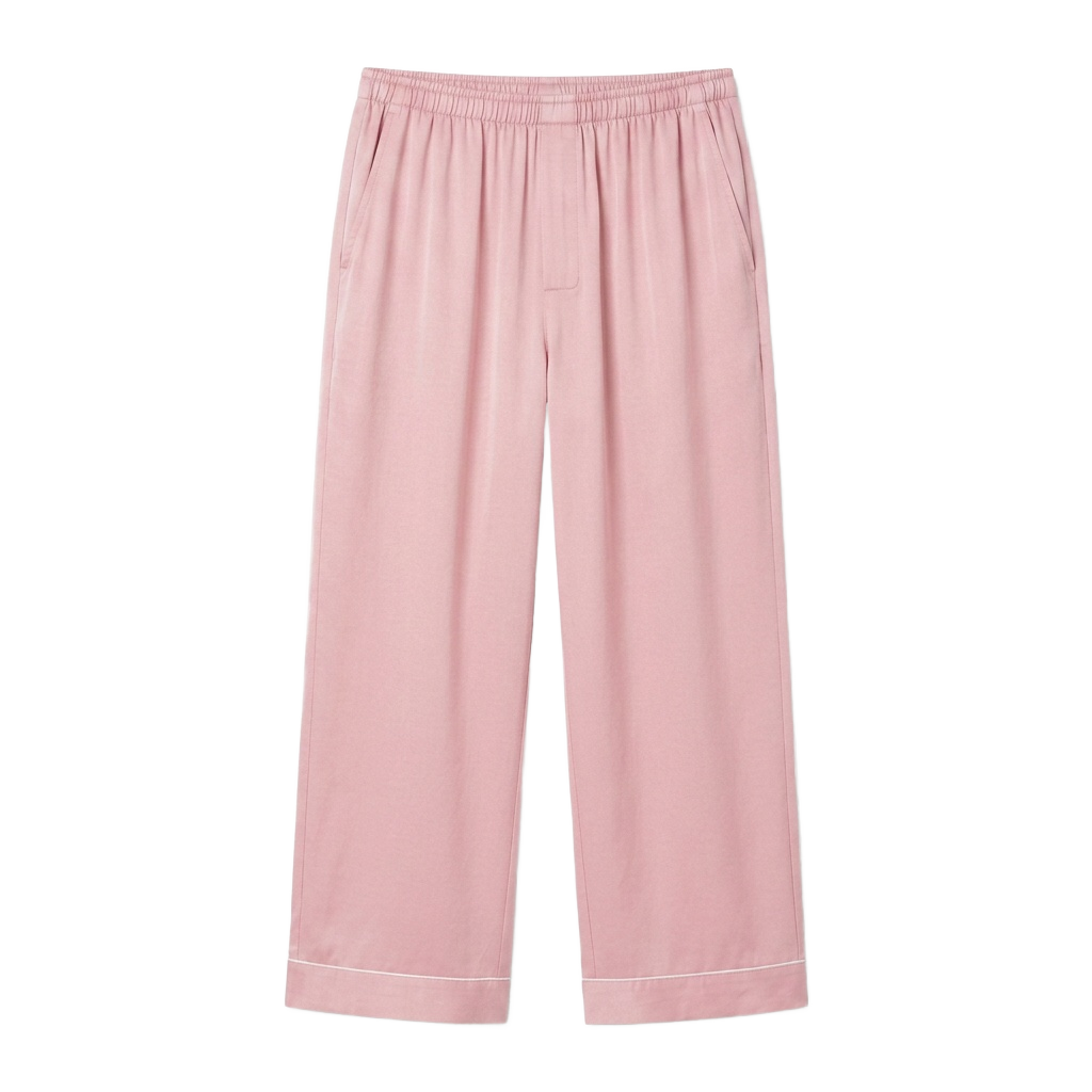 Sakura Pink Silk Wide-Leg Pants