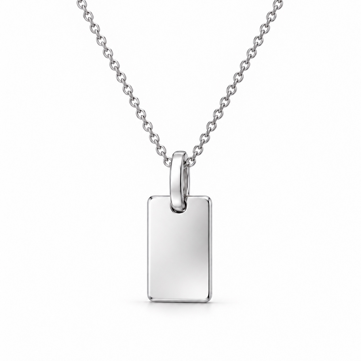 Plain rectangular tag necklace