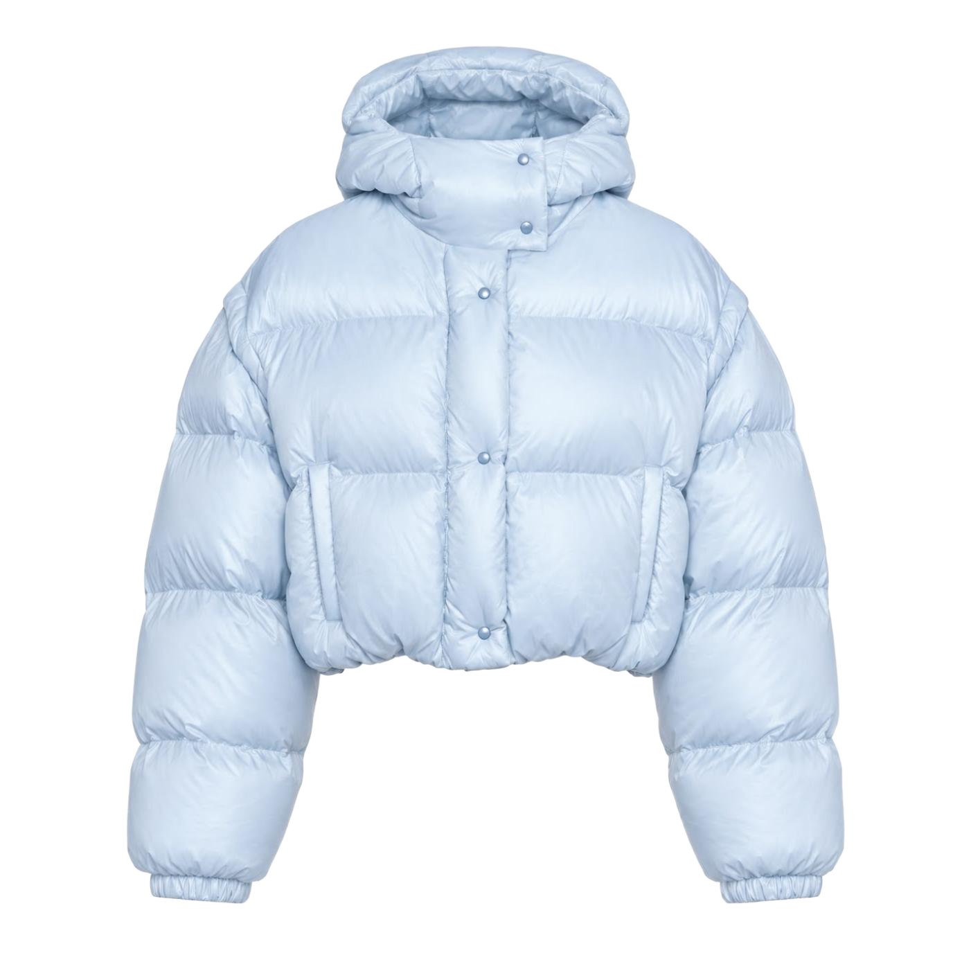 Powder Blue Cropped Cocoon Puffer