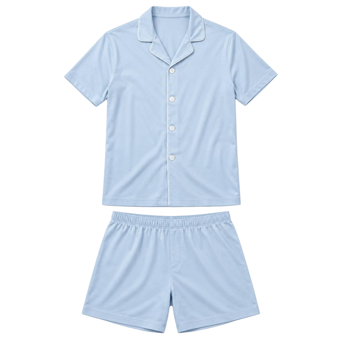 Powder Blue Piped Short Pyjama Set