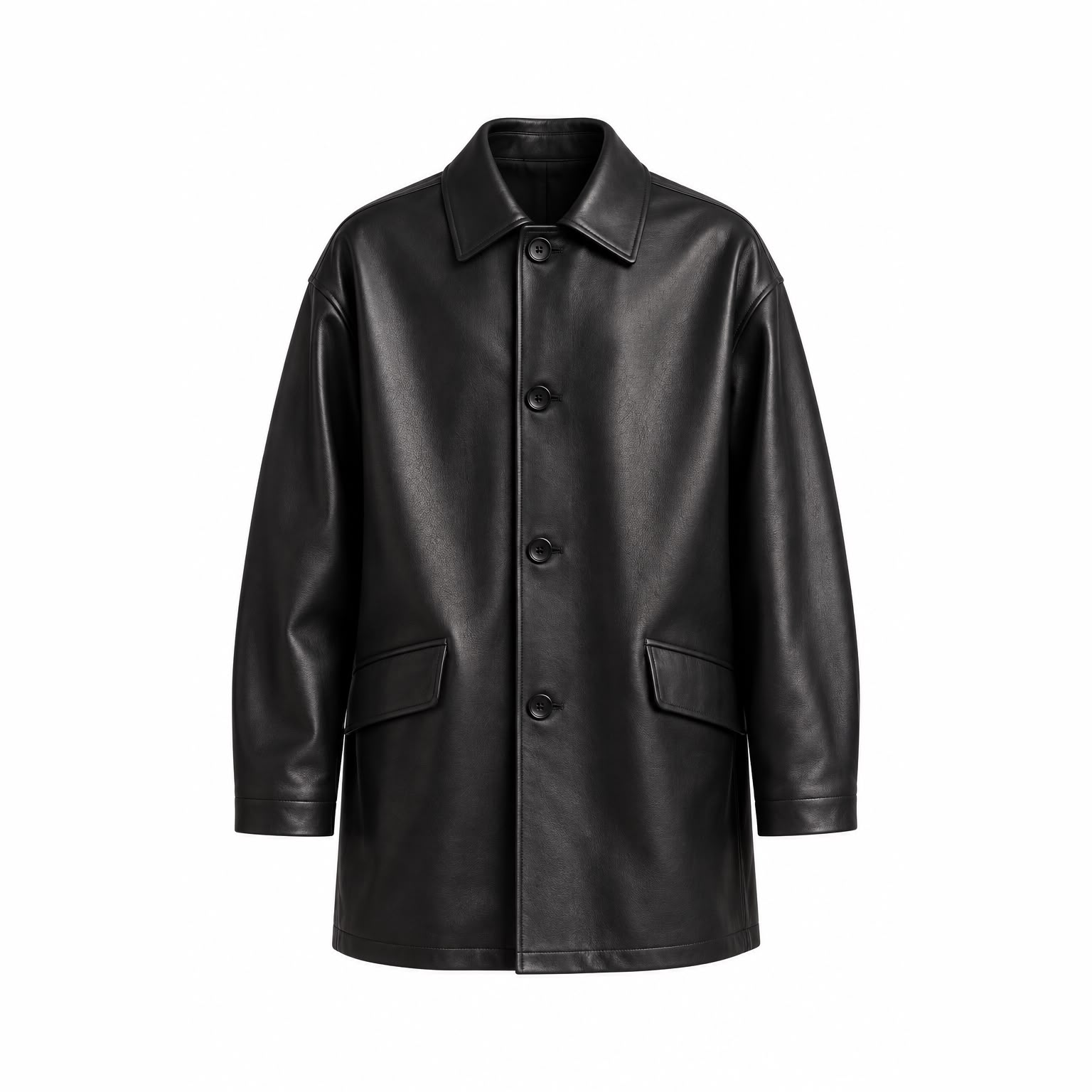 Relaxed Leather Car Coat