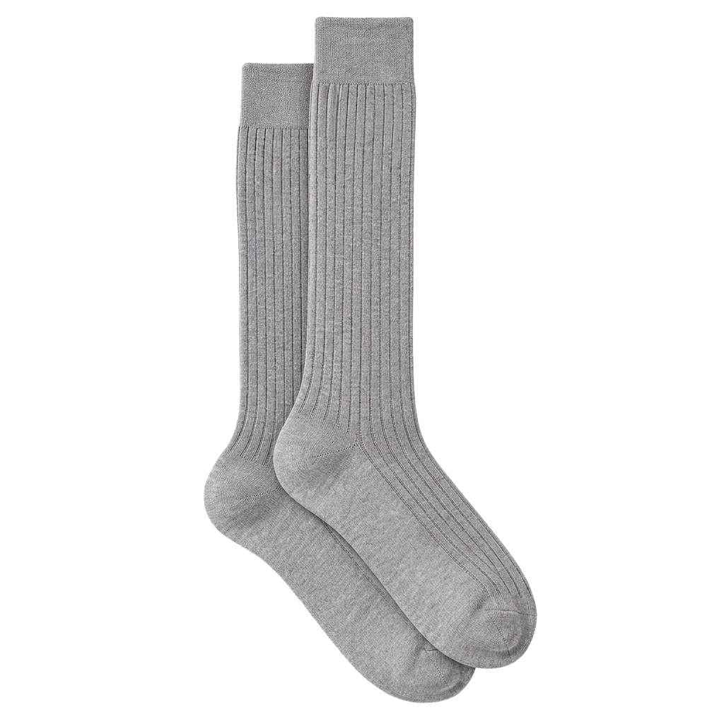 Ribbed Knee-High Socks — Grey