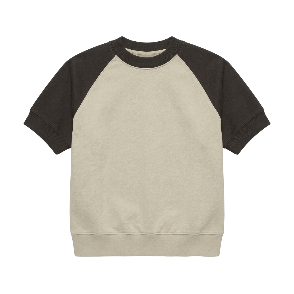 Short-Sleeve Raglan Sweatshirt (cream with dark sleeves)