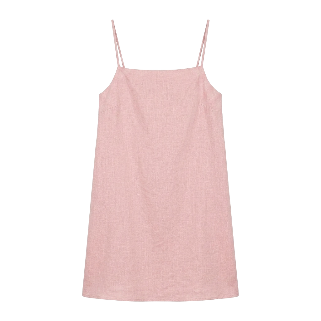 Sakura Pink Linen Slip Dress