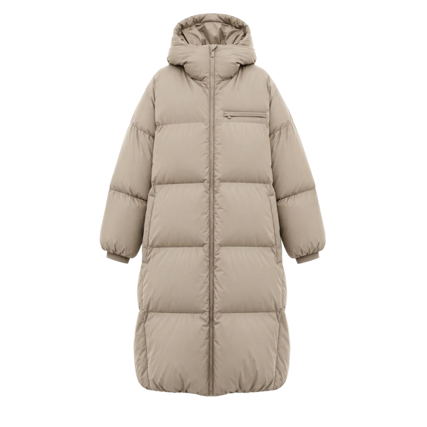 Sand Beige Long Hooded Winter Coat