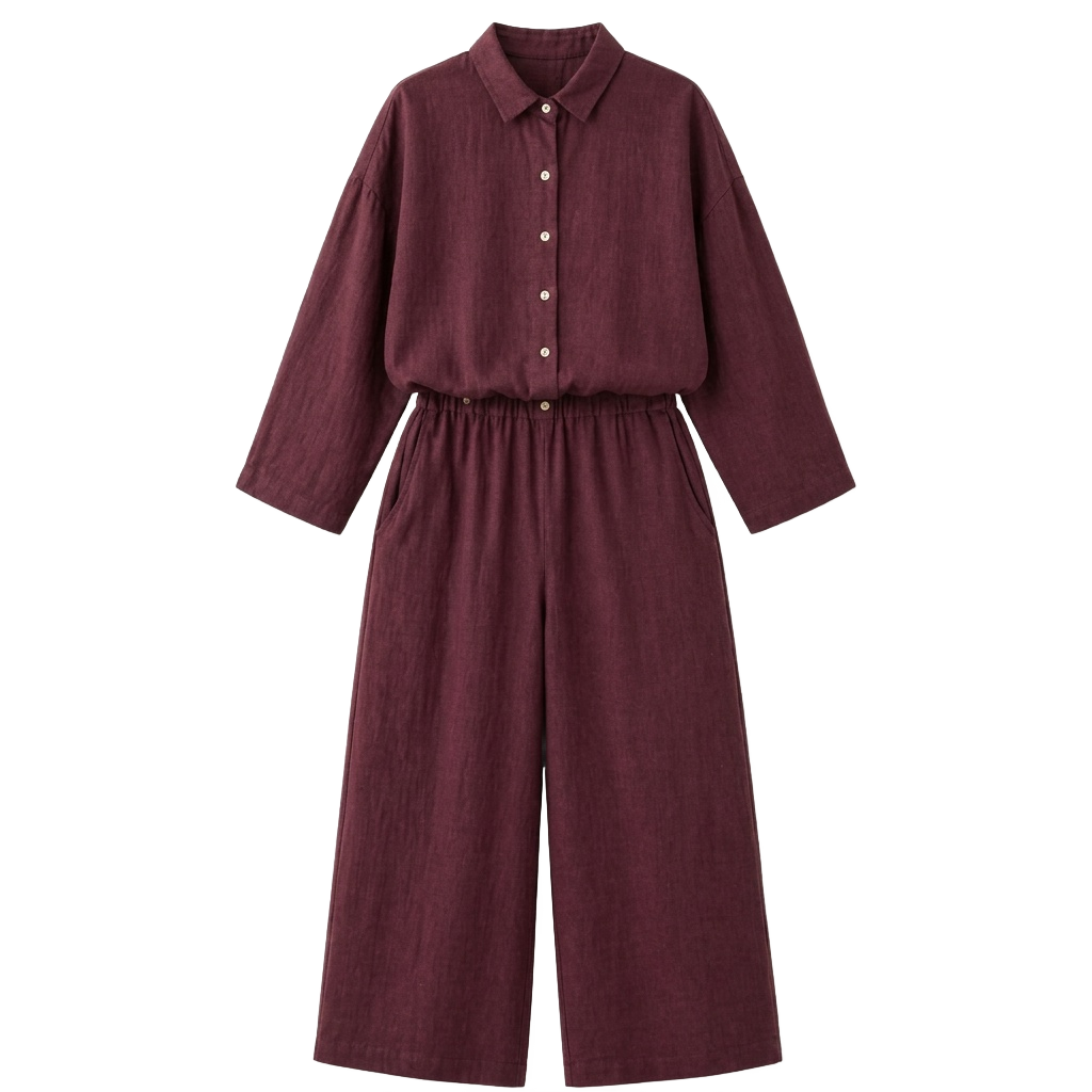 shirt-collar jumpsuit