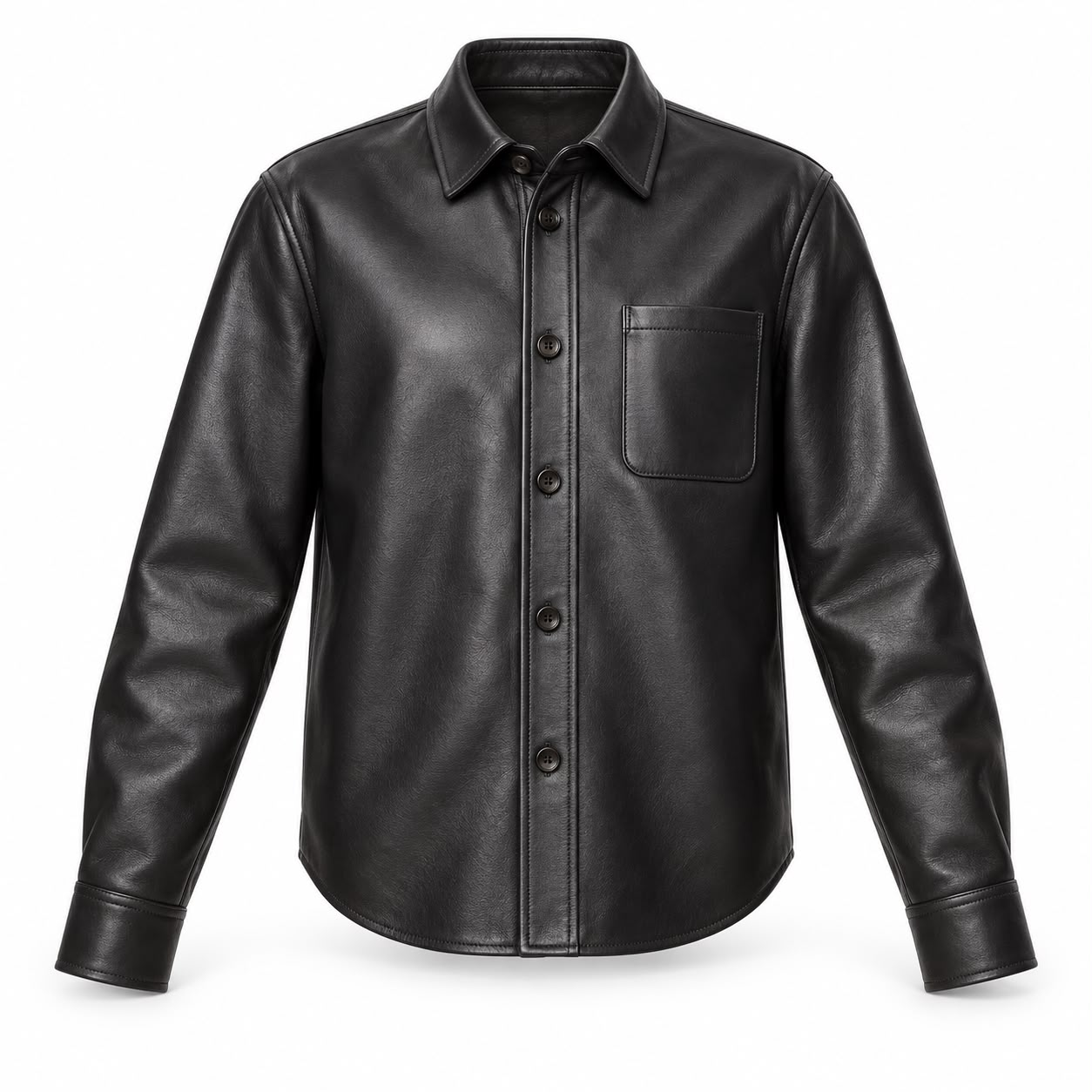 Single-Pocket Leather Shirt