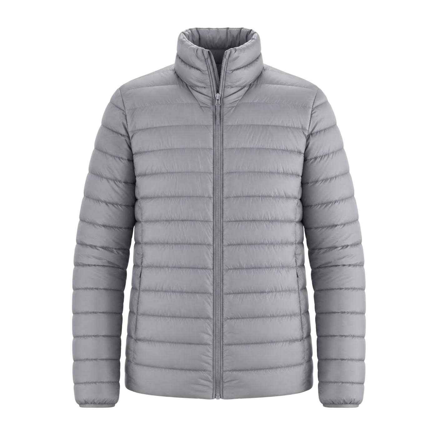 Smoke Grey Lightweight Stand-Collar Puffer